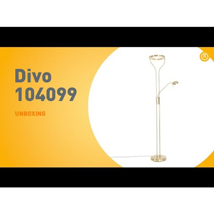 Lampadaire moderne doré avec bras de lecture avec LED et variateur - Divo