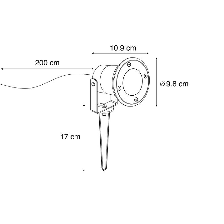 Moderner Smart-Strahler schwarz mit Kabel und Stecker 200cm inkl. WiFi GU10 IP65 - Basic
