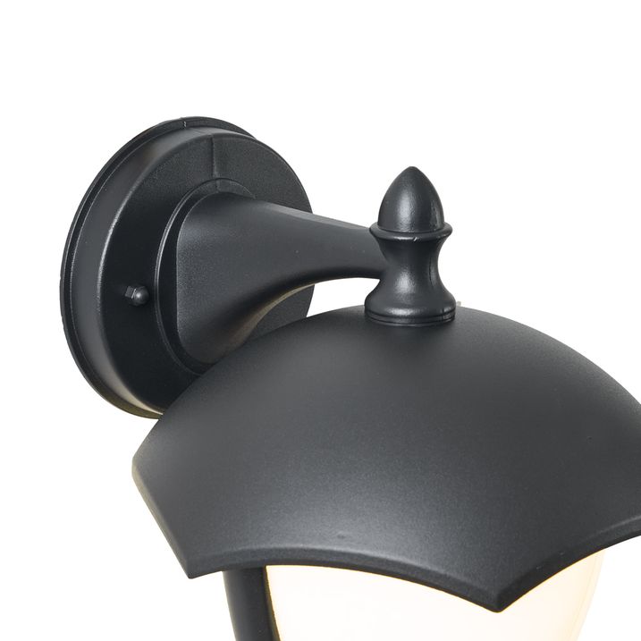 Lampa de perete inteligentă de exterior neagră cu sticlă opal incl. LED IP54 - Classica