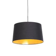 Hanglamp-met-katoenen-kap-zwart-met-goud-50-cm---Combi