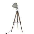 Industrial-Floor-Lamp-on-Wooden-Tripod-with-Grey-Lampshade---Laos