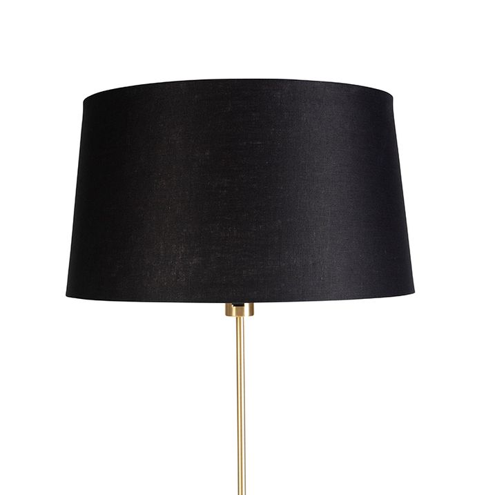 Gulvlampe gull/messing med svart linjskjerm 45 cm - Parte