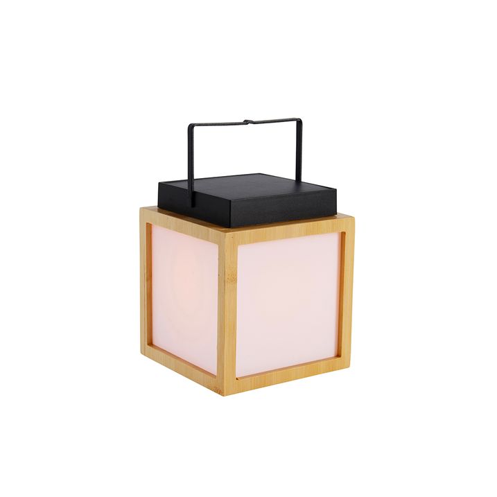Tischleuchte aus Bambus mit Flammeneffekt inkl. LED IP44 Solar wiederaufladbar - Vega