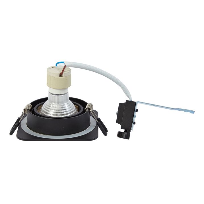 Afgeronde inbouwspot zwart GU10 50mm draai- en kantelbaar IP44 - Alberto