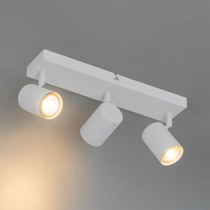 Plafonnier moderne blanc 3 lumières réglable rectangulaire - Jeana