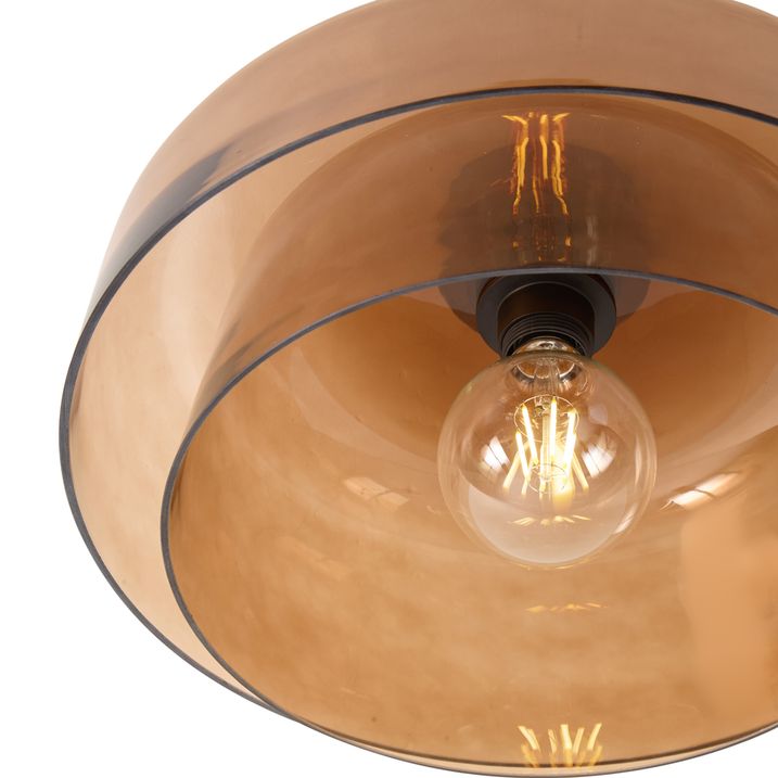 Bloom Retro Ceiling Lamp with Double Amber Glass in Brown