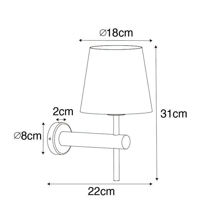 Moderne wandlamp zwart incl. kap met gouden binnenkant - Pluk