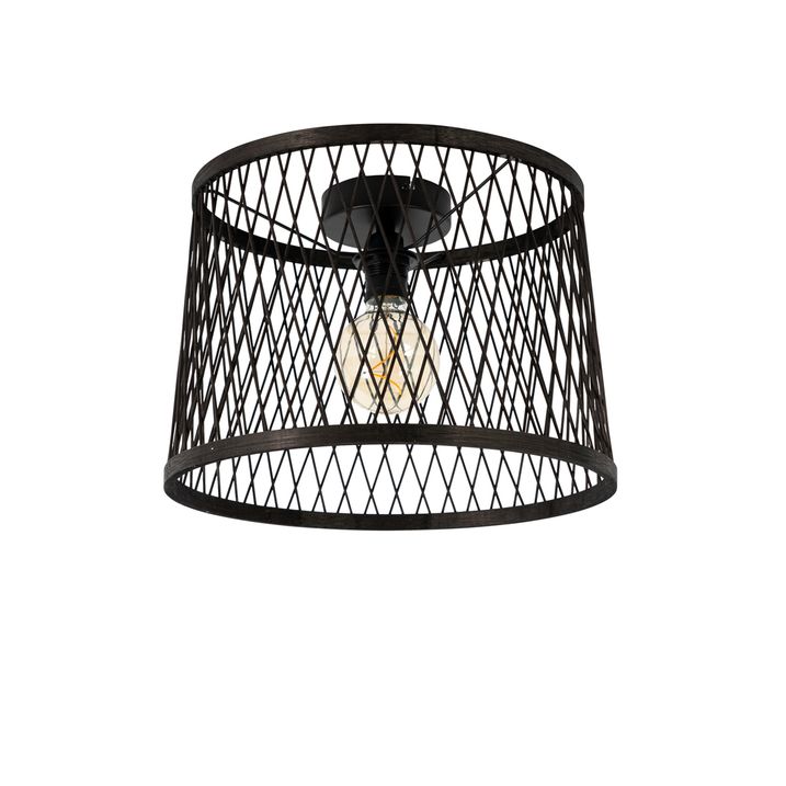 Φωτιστικό οροφής αγροτικό μαύρο rattan 40 cm IP44 - Calamus
