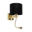 Art-Deco-Wandleuchte-Gold-mit-USB-und-schwarzem-Schirm---Brescia