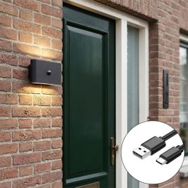 Juodas sieninis šviestuvas su 4 pakopų jutikliu, magnetinis, su LED, įkraunamas - Batt