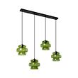 Suspension-rétro-noire-avec-verre-vert-4-lumières---Denise