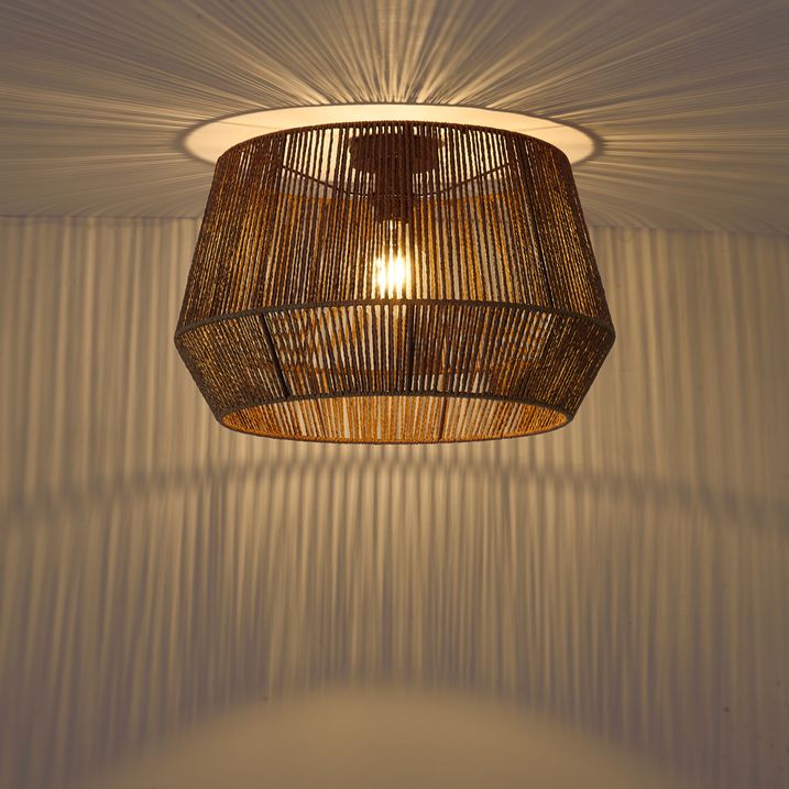 Sort loftslampe med brun papirskærm 50/50/30 - Combi