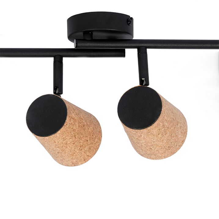 Takspotlight svart med kork-skjerm 4-lys justerbar - Corky
