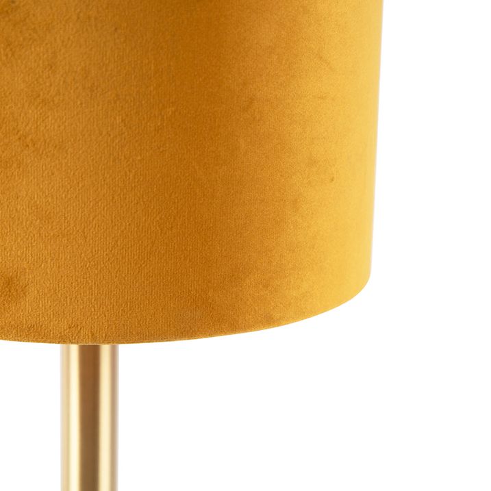 Stolní lampa mosazná se žlutým stínítkem 20 cm - Simplo