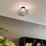 Design plafondlamp zwart met regenboog glas - Gemma