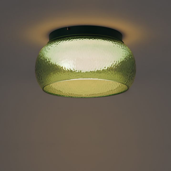 Art Deco plafondlamp groen met glas incl. LED 3-staps dimbaar - Thimble
