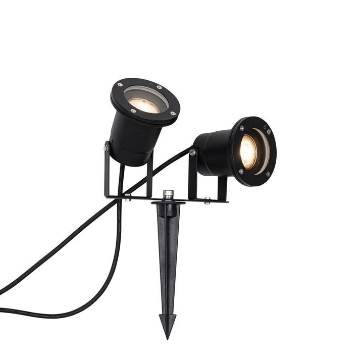 Moderni puutarhavalaisin musta sis. johdon ja pistokkeen 150cm 2-lamppuinen IP65 - Basic