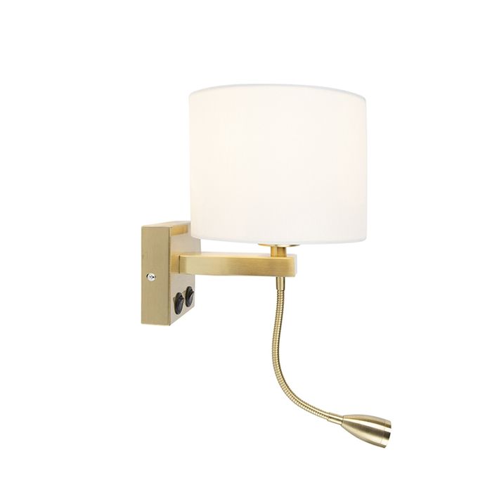 Art Deco Wall Light Gold with White Shade - Brescia