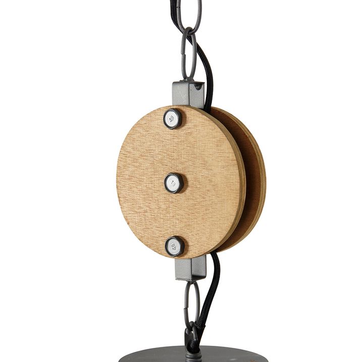 Industrielle Pendelleuchte Dunkelgrau mit Holz 34 cm - Arthur