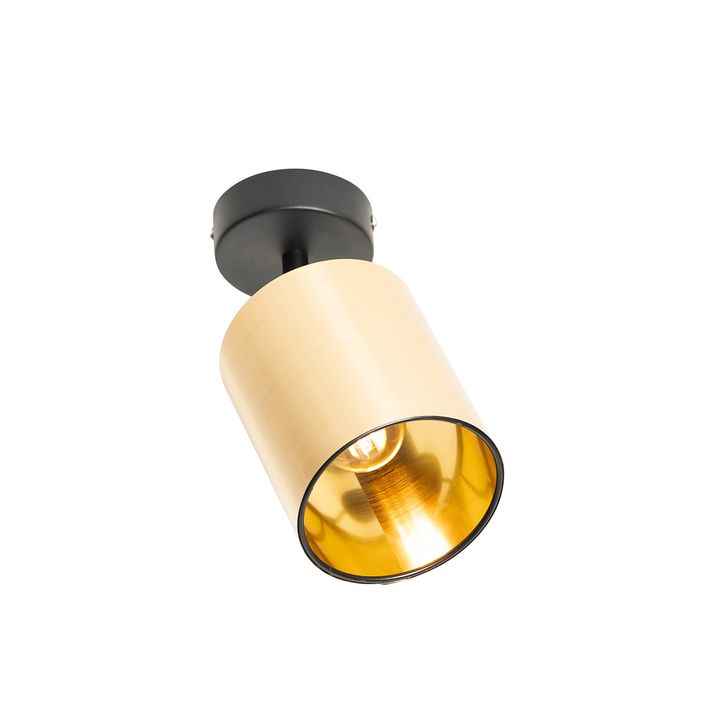 Moderne plafondspot zwart met goud - Lofty