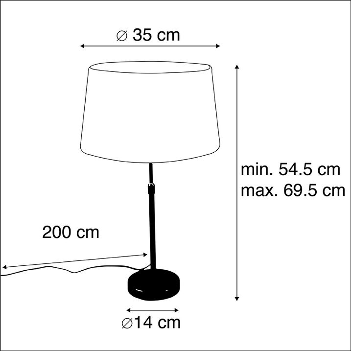 Stolná lampa čierna s tienidlom z ľanu taupe 35 cm nastaviteľná - Parte