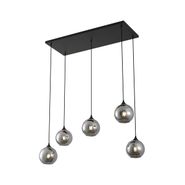 Lampă-suspendată-Art-Deco-neagră-cu-sticlă-fumurie-5-lumini---Wallace