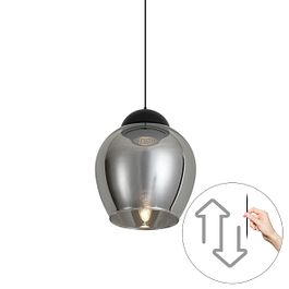 Moderna viseča svetilka črna z dimnim steklom za 1-fazni sistem tirnic Easylift - Slimline Molla