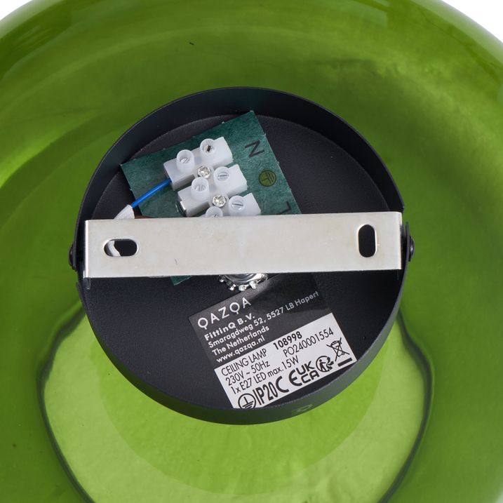 Retro plafondlamp zwart met groen glas - Bizle