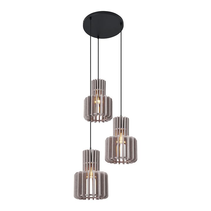 Suspension rétro noire avec 3 lumières taupe - Felt