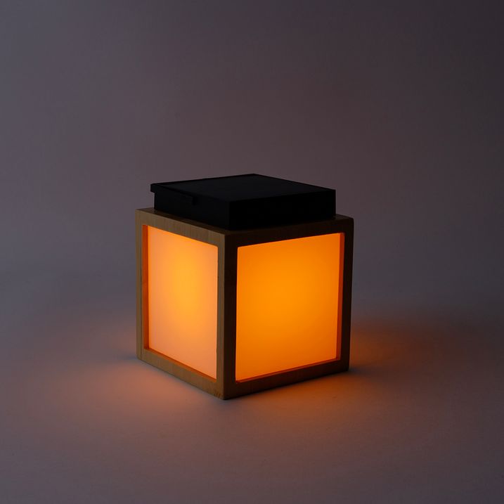 Tischleuchte aus Bambus mit Flammeneffekt inkl. LED IP44 Solar wiederaufladbar - Vega
