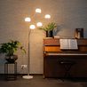 Dizajnová stojaca lampa oceľ s opálovým sklom 5-svetlo - Sixties Marmo