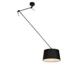 Lampa wisząca czarna z abażurem lnianym czarnym 35 cm - Blitz