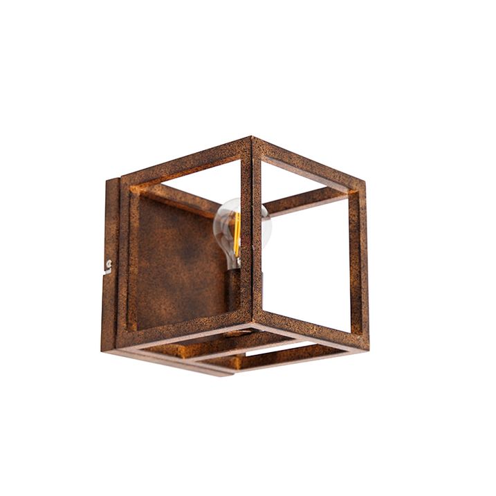 Industriële wandlamp roestbruin - Cage