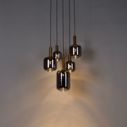 Pendelleuchte-schwarz-mit-Gold-und-Rauchglas-inkl.-5-PUCC---Zuzanna
