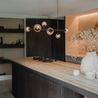 Lampada a sospensione Hotel Chic, 6 luci, bronzo scuro e vetro bronzo - Monaco