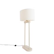 Gulvlampe-beige-med-oval-hvid-linnedskærm-35-cm---Thijmen