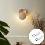 Moderne wandlamp beige met goud incl. LED 2-lichts oplaadbaar en bewegingssensor - Sunrise
