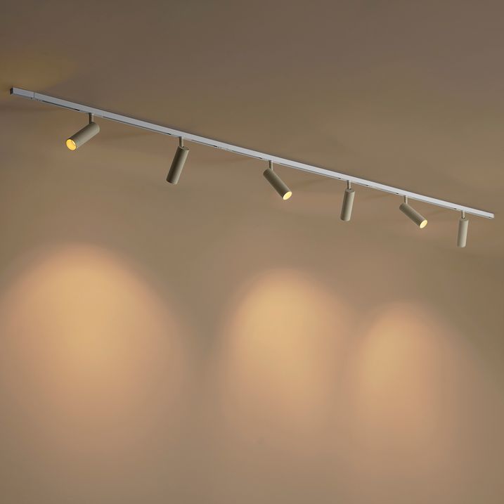 Modern railsysteem wit met 6 spots beige 1-fase - Slimline Uzzy