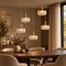 Design hanglamp roségoud met amber glas incl. LED 3-staps dimbaar 5-lichts Easylift - Fiera