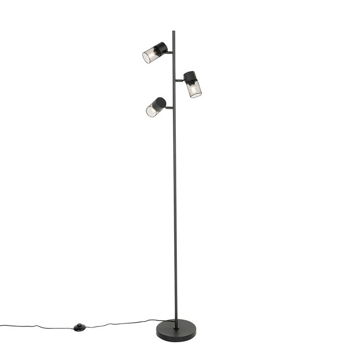 Industrial Floor Lamp Black 3-Light - Jim
