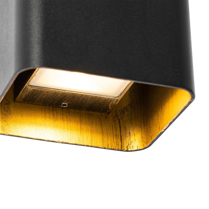 Applique murale moderne noire avec LED IP54 carrée - Evi