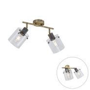 Foco-de-teto-de-design-bronze-com-vidro-transparente-2-luzes---Domo