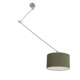 Lámpara colgante de acero con pantalla de 35 cm verde regulable - Blitz