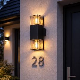Außenwandleuchte schwarz mit Rauchglas 2-Licht IP44 - Denmark