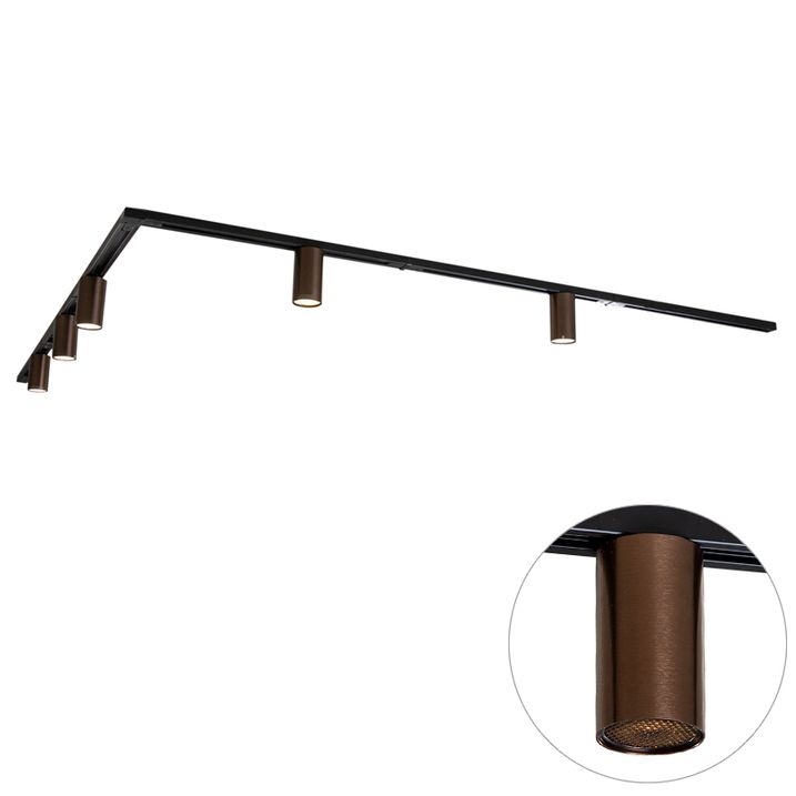 Moderan šinski sistem rasvete sa 5 tamno bronzanih reflektora 1-fazni GU10 50mm - Iconic Ruby