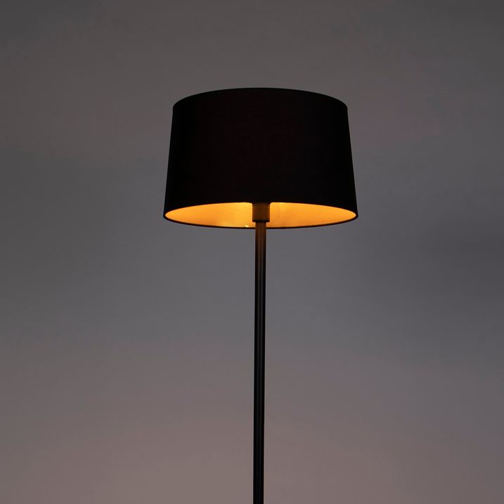 Smart vloerlamp zwart met zwarte kap 45 cm incl. Wifi A60 - Simplo
