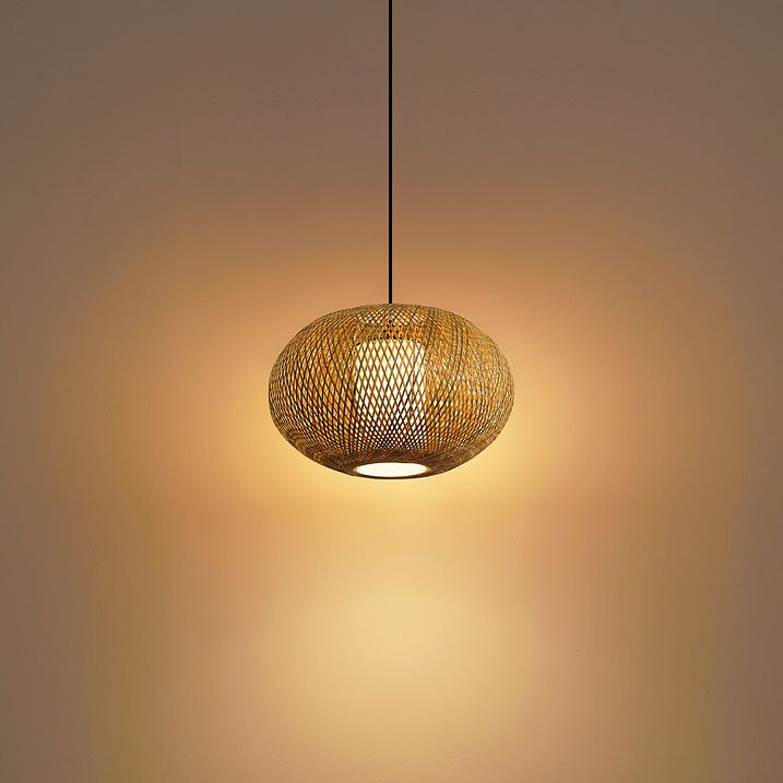 Japandi závesná lampa bambusová 50cm IP44 - Moana