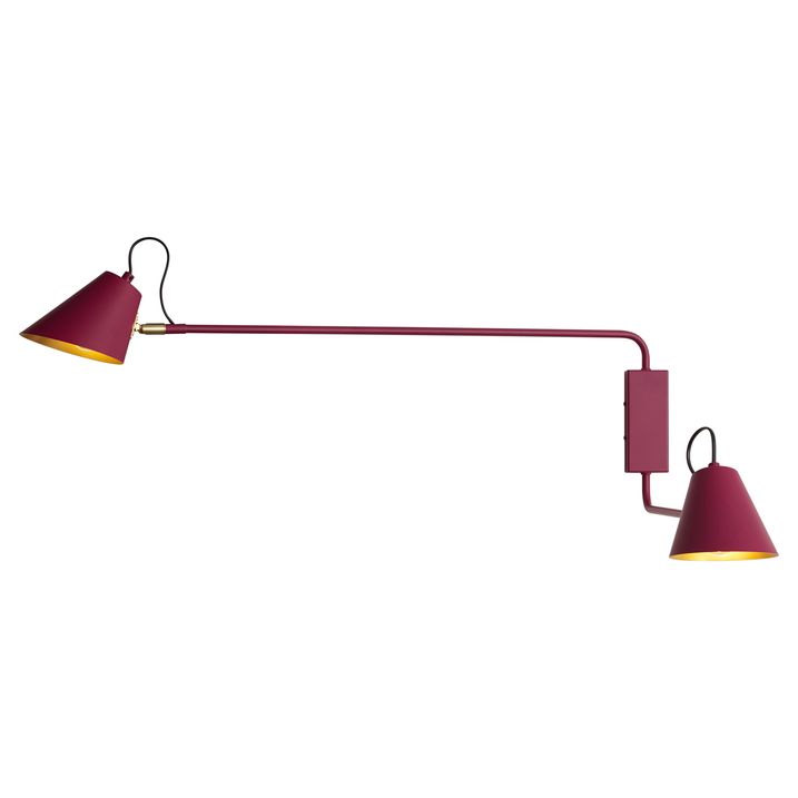 Lune Modern Adjustable 2-Light Wall Lamp - Purple with Gold Interior