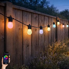 Cadena de luces LED inteligente 15 metros 15 luces opal RGBW IP44 - Chill