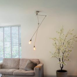 Moderne hanglamp staal zonder kap 2-lichts - Blitz